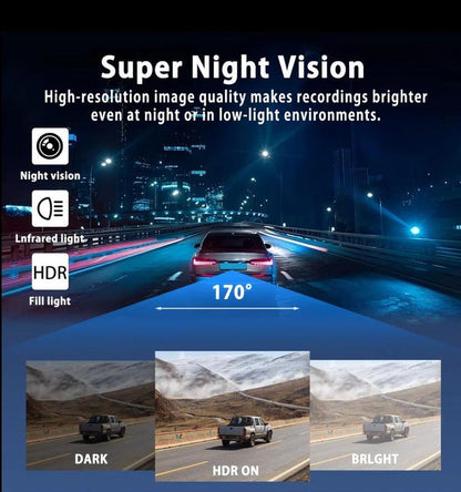 4 Channel Car Dash Cam 1080P HD DVR with 64GB Memory Card Night Vision Parking Mode 3.16" Screen Front Rear Left Right Cameras Dashcam
